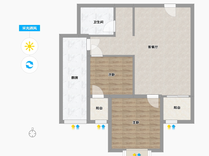 河北省-廊坊市-上上城第三季-74.00-户型库-采光通风