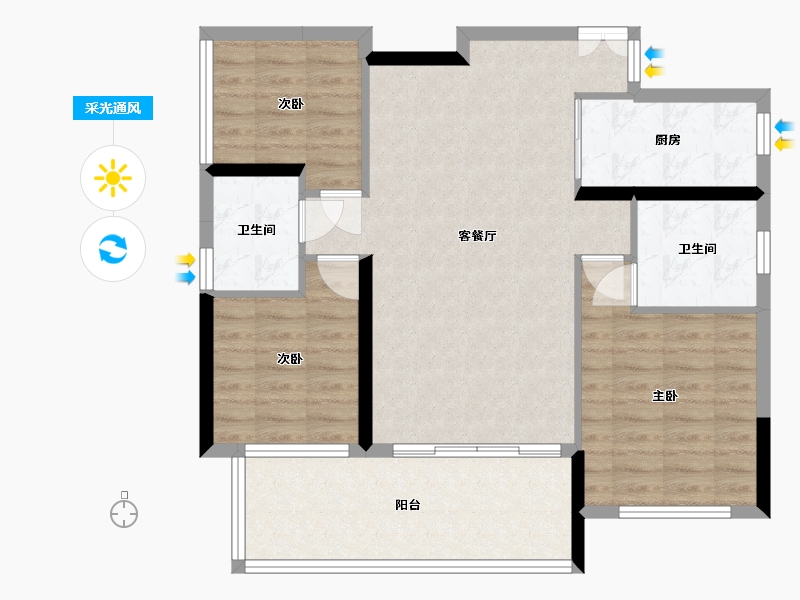 湖南省-常德市-蓉国新赋-109.25-户型库-采光通风