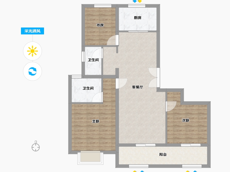 安徽省-合肥市-滨河湾-88.00-户型库-采光通风