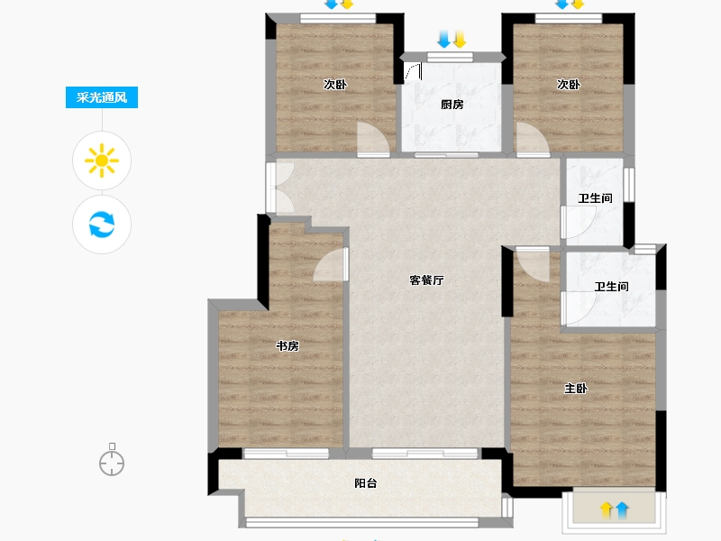 浙江省-嘉兴市-林语芳庭-100.00-户型库-采光通风