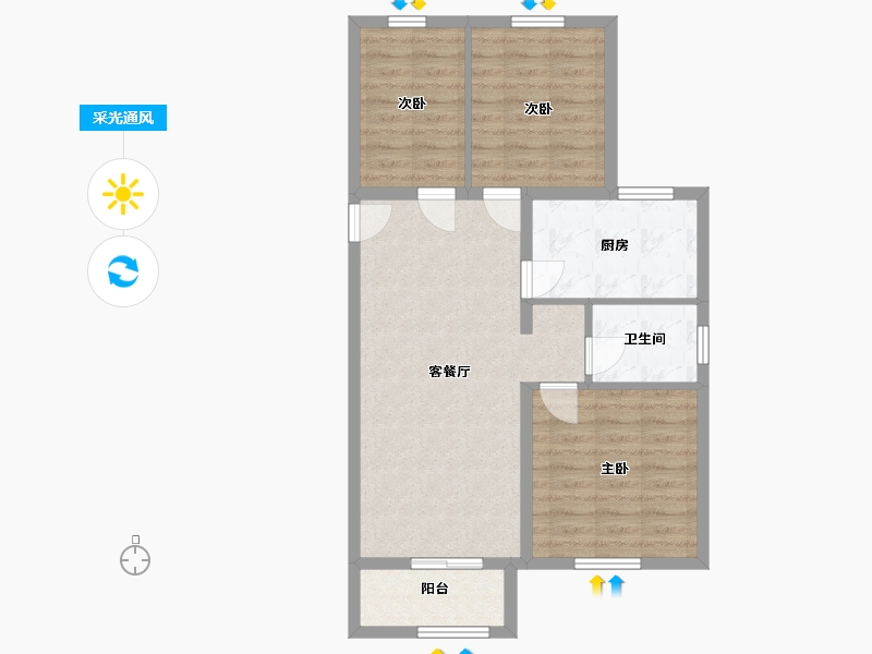 上海-上海市-浦江瑞和城-74.94-户型库-采光通风