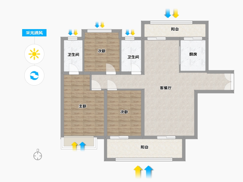 湖南省-岳阳市-盛世新城-118.00-户型库-采光通风