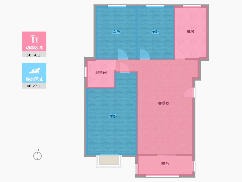 江苏省-徐州市-鼎瑞雅居-71.00-户型库-动静分区