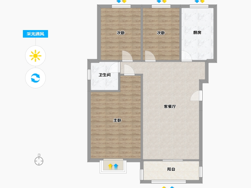 江苏省-徐州市-鼎瑞雅居-71.00-户型库-采光通风