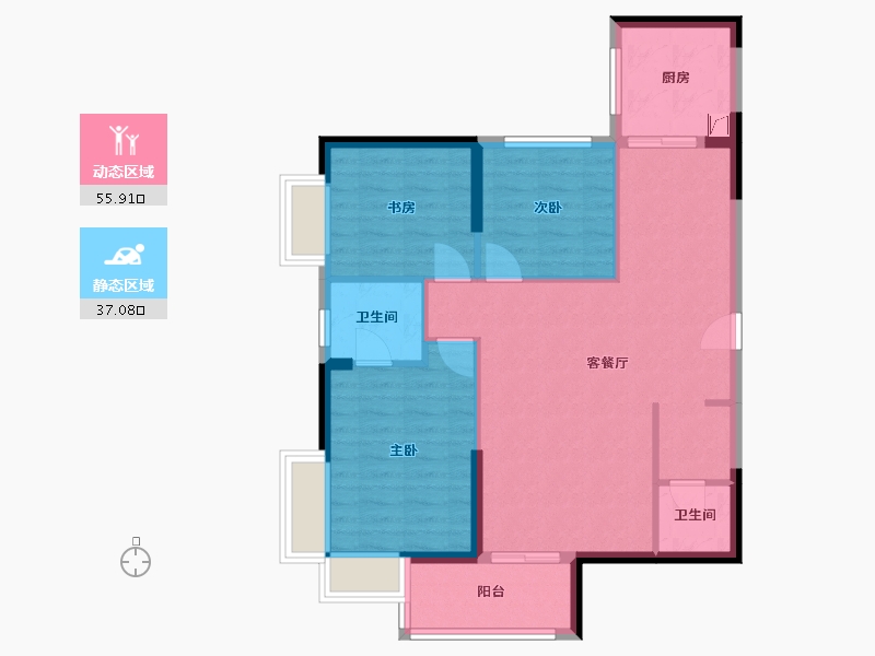 江苏省-南京市-明发滨江新城-三期-90.21-户型库-动静分区