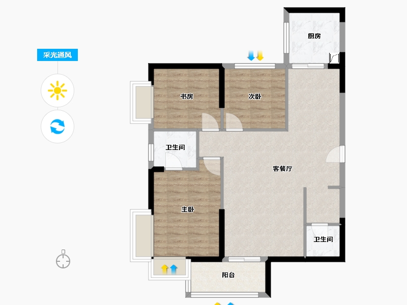 江苏省-南京市-明发滨江新城-三期-90.21-户型库-采光通风