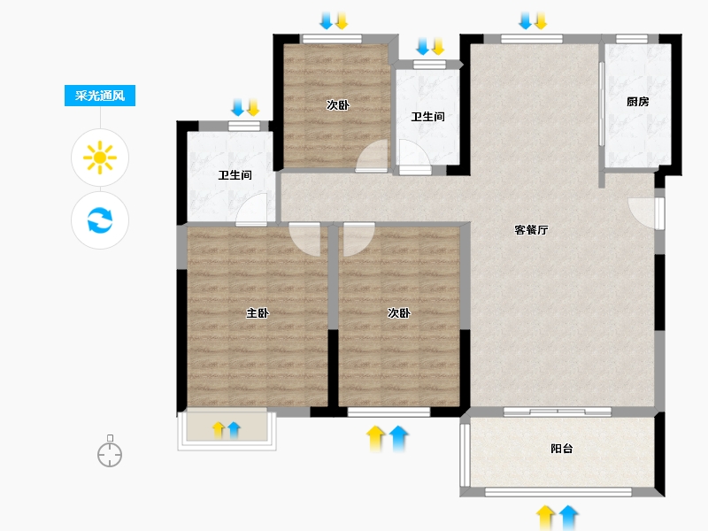 福建省-三明市-海翼天成-107.62-户型库-采光通风