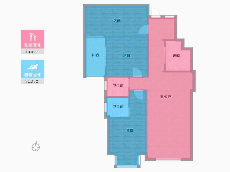 福建省-泉州市-世茂御龙湾-90.20-户型库-动静分区