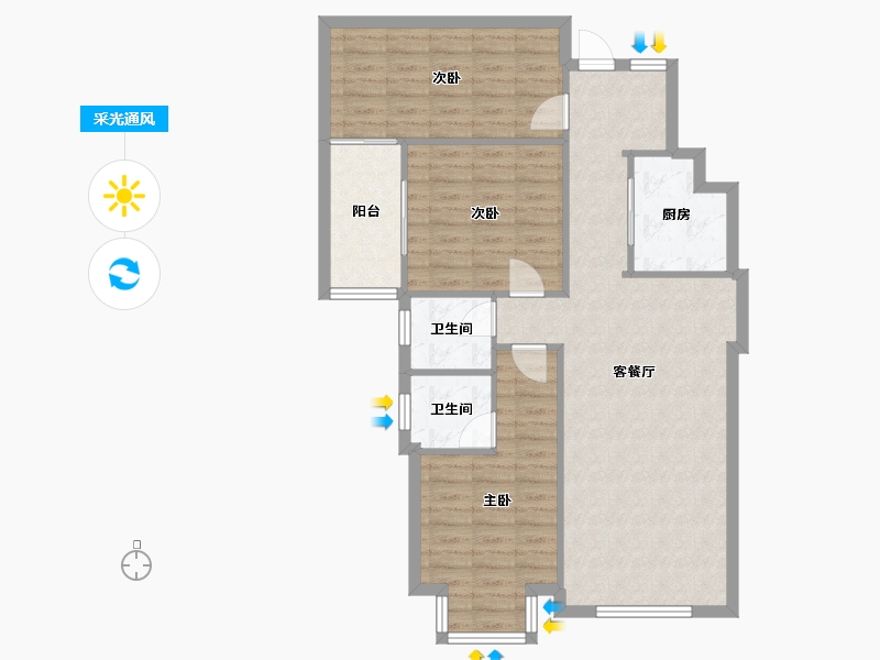 福建省-泉州市-世茂御龙湾-90.20-户型库-采光通风