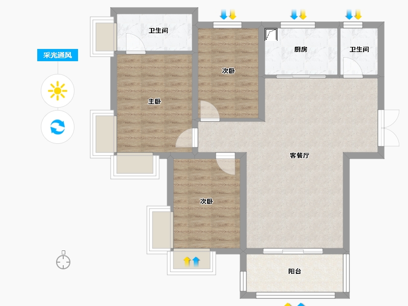 河北省-邯郸市-鼎居-97.00-户型库-采光通风