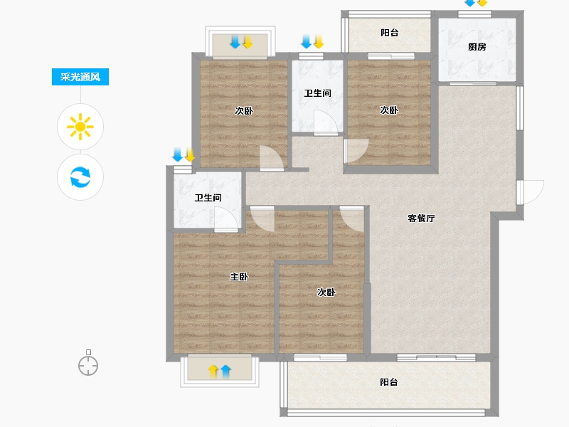 福建省-莆田市-国投景园-110.43-户型库-采光通风