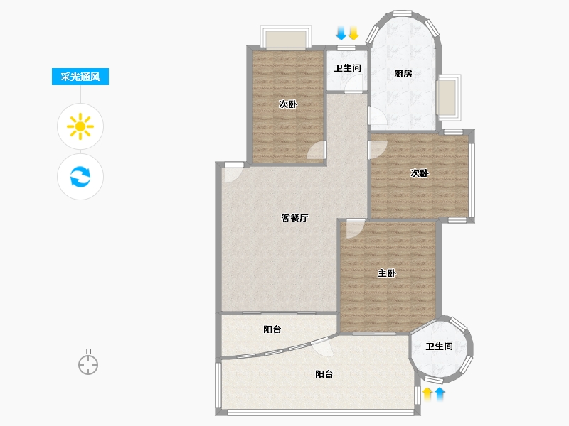 河南省-郑州市-亚星盛世家园A区-130.00-户型库-采光通风