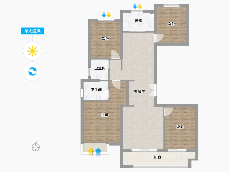 浙江省-台州市-中梁壹号院-100.00-户型库-采光通风