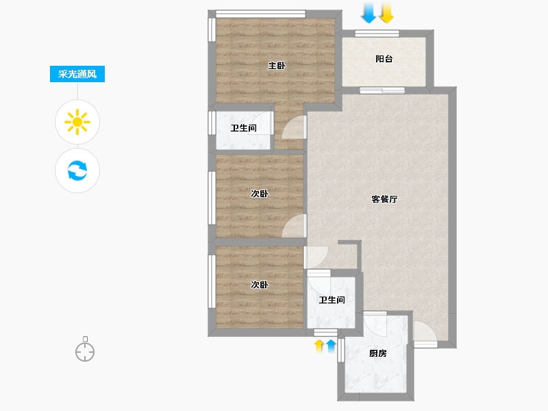 四川省-成都市-源滩麒麟荟-78.00-户型库-采光通风