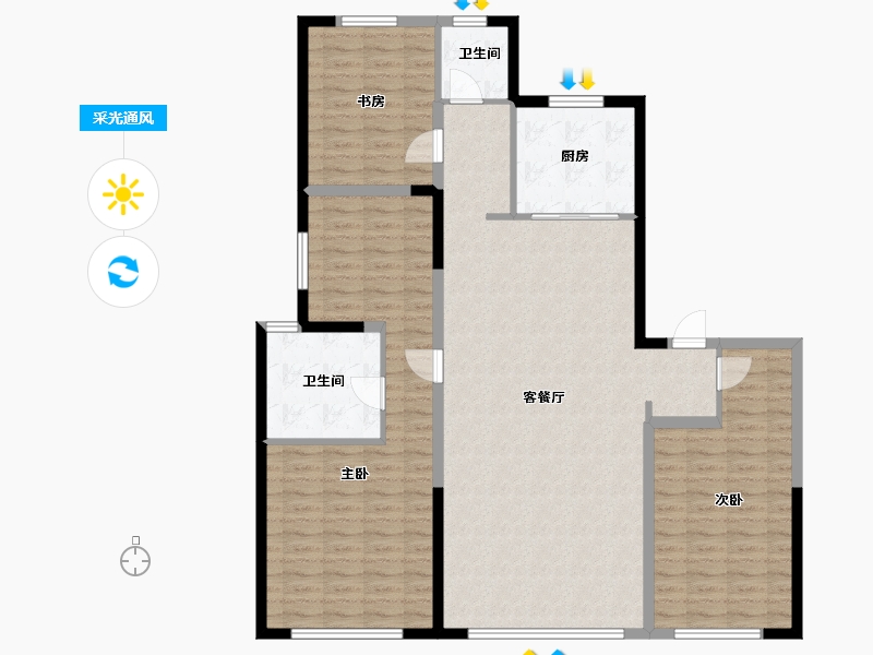 宁夏回族自治区-银川市-银川万科锦绣-140.00-户型库-采光通风