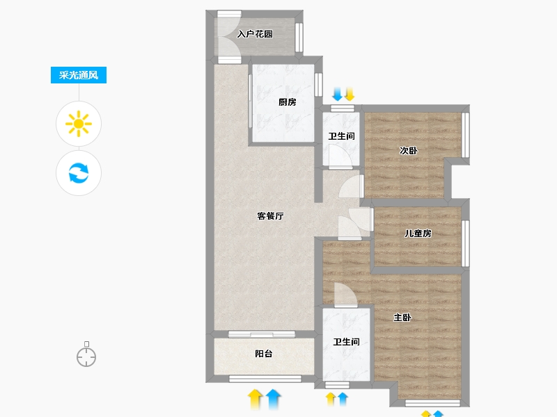 广东省-佛山市-翡翠西江-75.00-户型库-采光通风