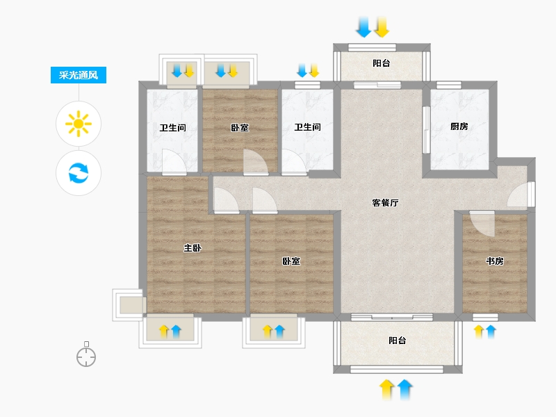 广东省-东莞市-安居蓁悦花园-95.00-户型库-采光通风