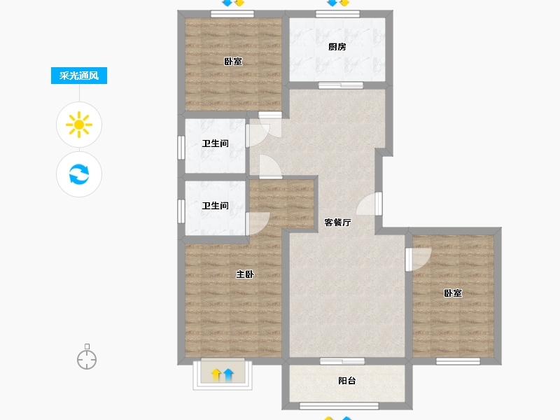 山西省-运城市-铭基悦龙台-104.00-户型库-采光通风