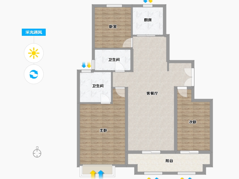 河南省-开封市-建业壹号城邦-115.00-户型库-采光通风