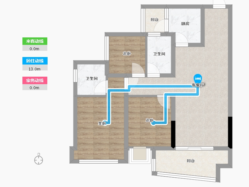 重庆-重庆市-江津腾龙居公园华府-74.50-户型库-动静线