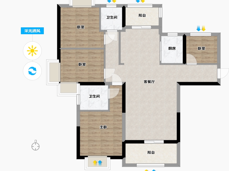 福建省-泉州市-百顺小区-109.00-户型库-采光通风