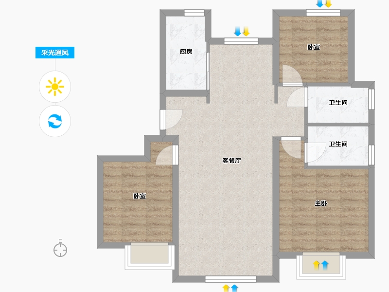 河北省-唐山市-凤凰逸园-87.00-户型库-采光通风