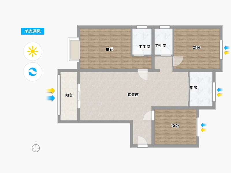 河南省-新乡市-蓝葆湾2期-110.00-户型库-采光通风