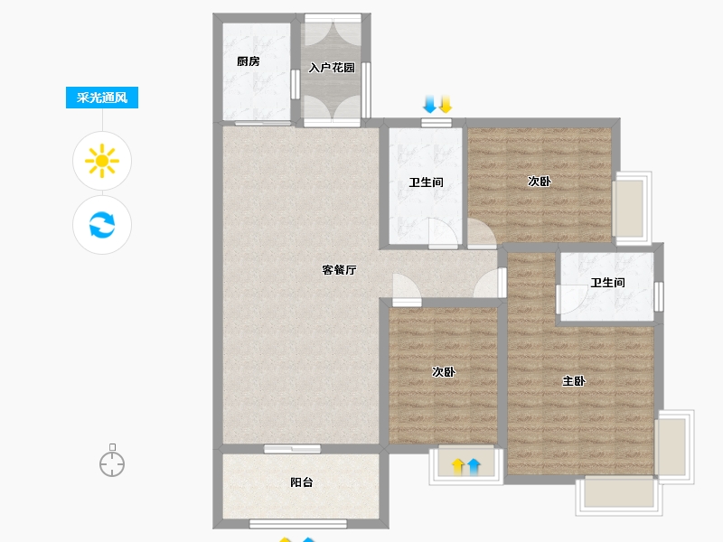 四川省-遂宁市-滨江尚郡2期-110.00-户型库-采光通风