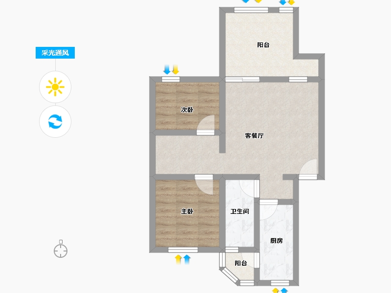 黑龙江省-鹤岗市-水湾小区-57.62-户型库-采光通风