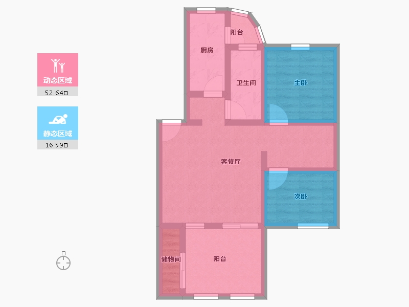 黑龙江省-鹤岗市-水湾小区-59.91-户型库-动静分区