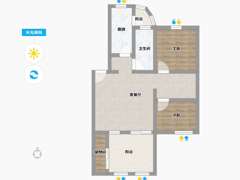 黑龙江省-鹤岗市-水湾小区-59.91-户型库-采光通风