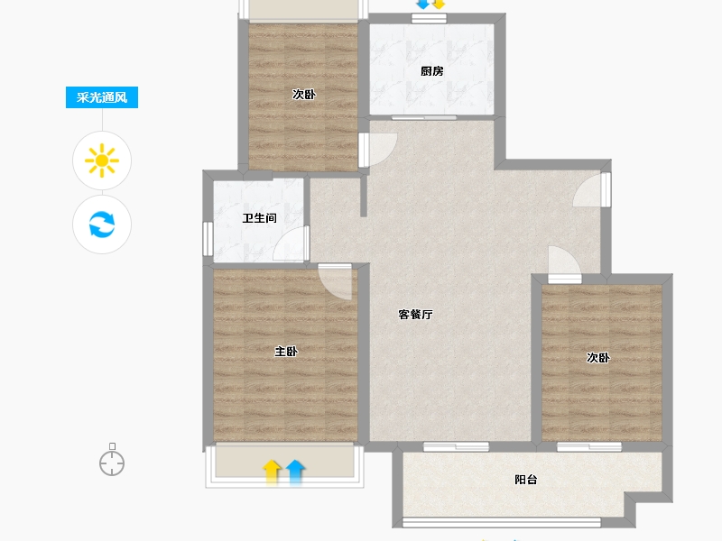 河南省-南阳市-信友天樾-90.00-户型库-采光通风