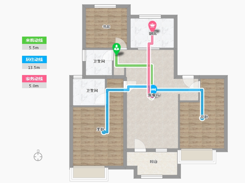 山东省-青岛市-华新园珺台-89.00-户型库-动静线