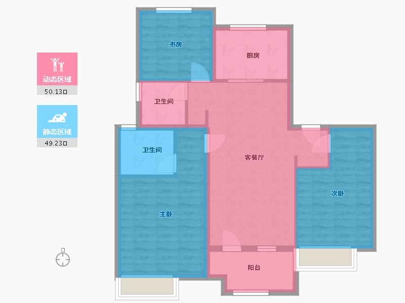 山东省-青岛市-华新园珺台-89.00-户型库-动静分区