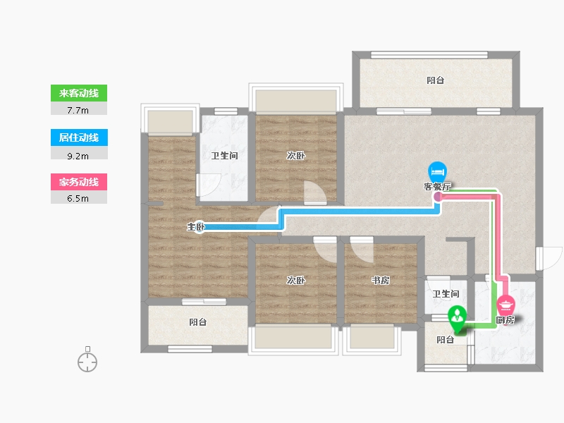 四川省-绵阳市-海珂花郡花熙府-103.52-户型库-动静线