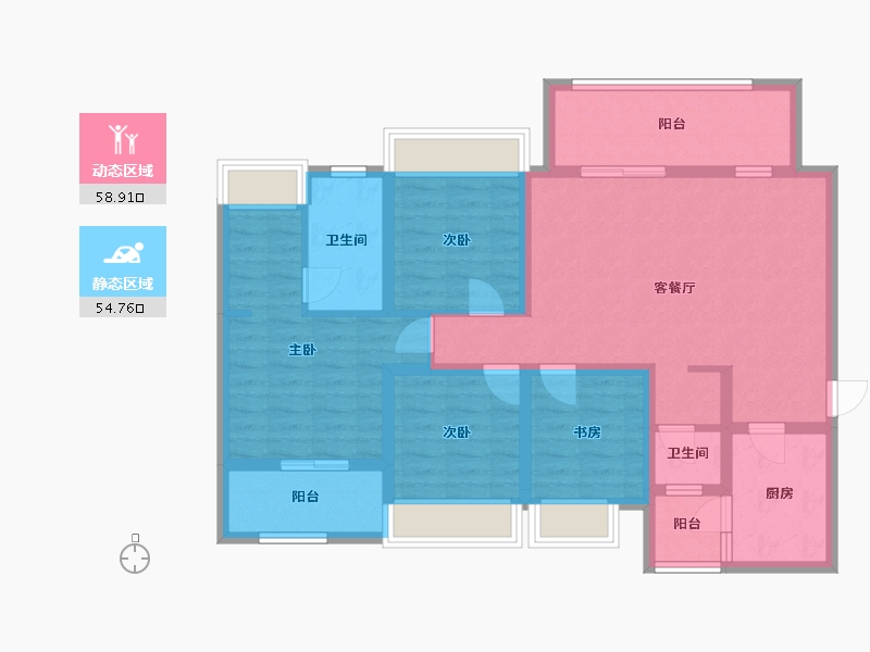 四川省-绵阳市-海珂花郡花熙府-103.52-户型库-动静分区