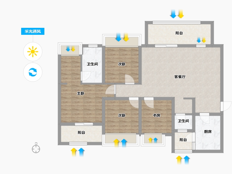 四川省-绵阳市-海珂花郡花熙府-103.52-户型库-采光通风