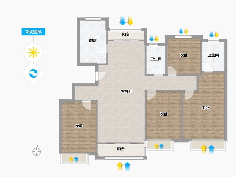 山东省-济南市-济水别苑-130.00-户型库-采光通风