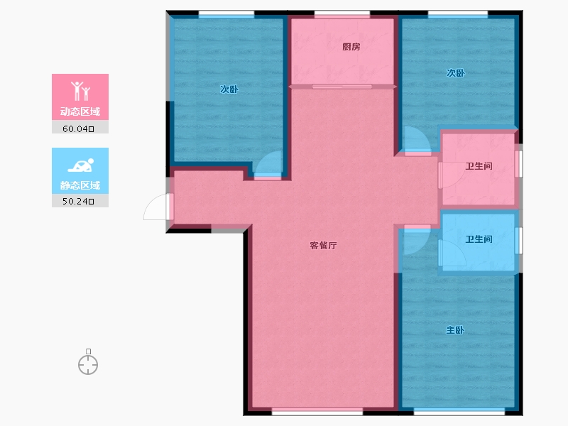 内蒙古自治区-乌海市-平安家园-110.65-户型库-动静分区