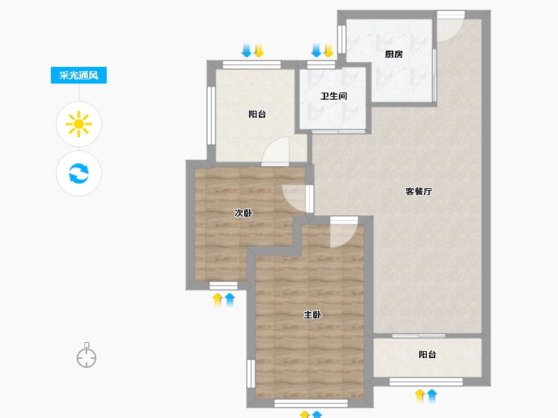 广东省-深圳市-山海上城Ⅱ天赋-67.29-户型库-采光通风