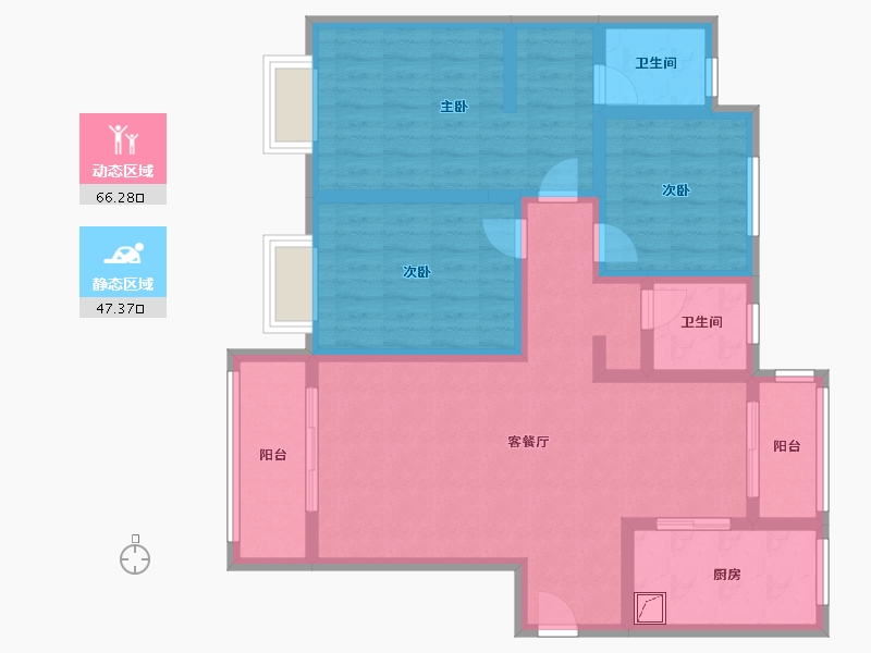 陕西省-宝鸡市-泰森铂悦公馆-100.00-户型库-动静分区