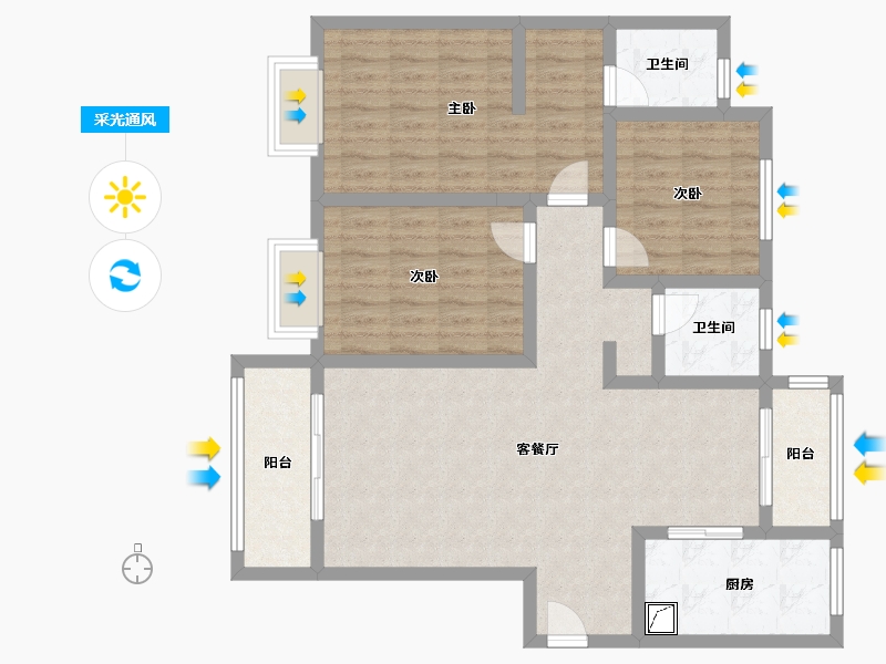 陕西省-宝鸡市-泰森铂悦公馆-100.00-户型库-采光通风