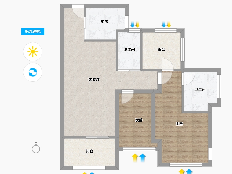 广东省-深圳市-山海上城Ⅱ天赋-77.43-户型库-采光通风