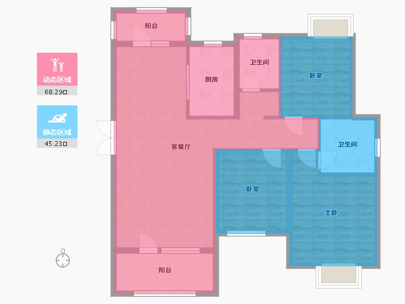 湖北省-咸宁市-哈佛城-102.00-户型库-动静分区