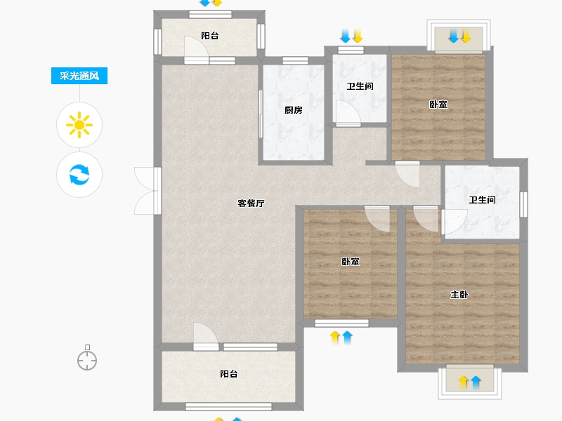 湖北省-咸宁市-哈佛城-102.00-户型库-采光通风