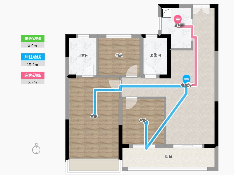 江苏省-淮安市-裕墨园-88.59-户型库-动静线