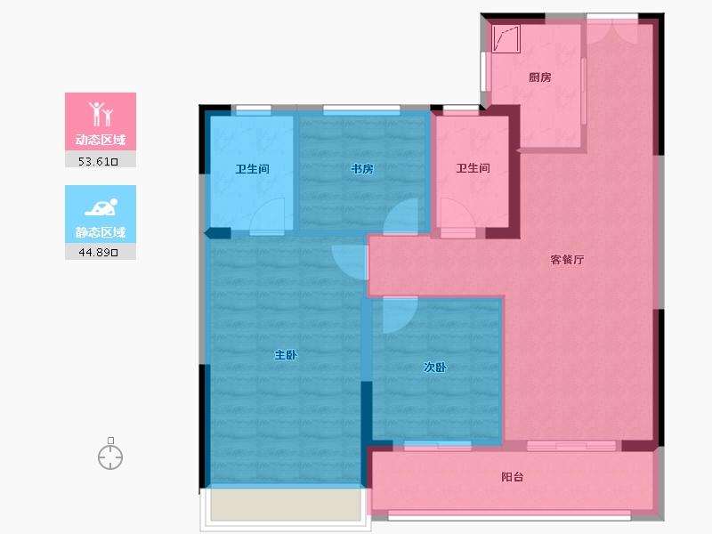 江苏省-淮安市-裕墨园-88.59-户型库-动静分区