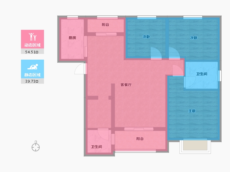 陕西省-西安市-凤鸣溪园 A区-95.00-户型库-动静分区