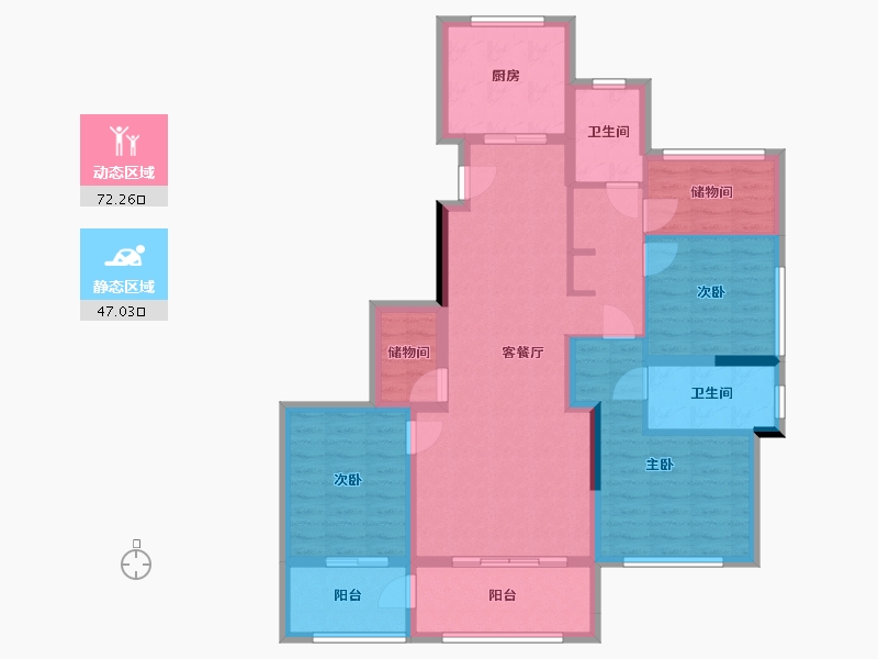 陕西省-西安市-绿城桂语江南-118.00-户型库-动静分区