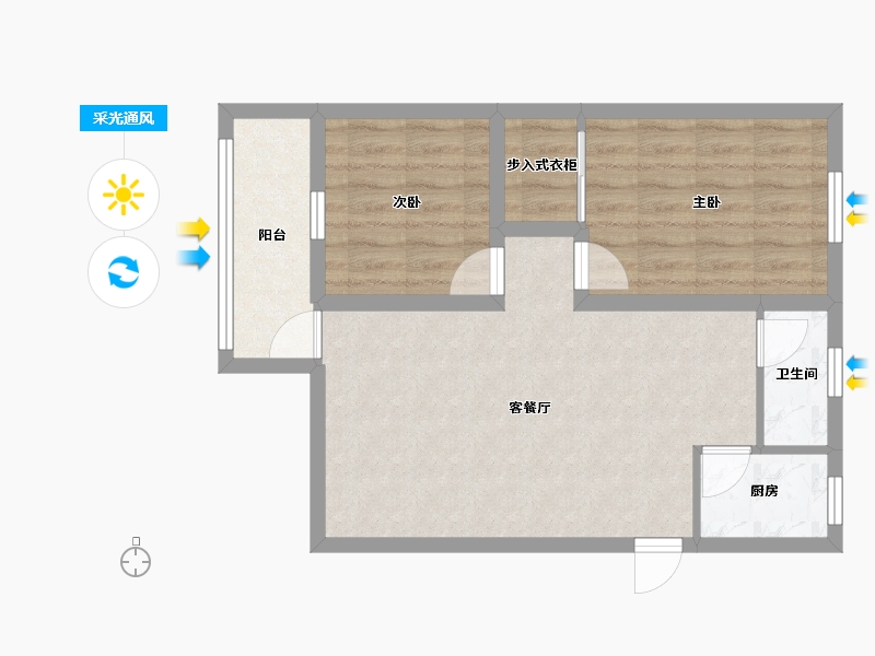 海南省-海口市-锦绣花园(龙华)-60.45-户型库-采光通风